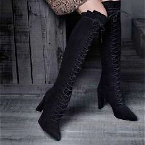 STUART WEITZMAN HIGHSTRUNG SEXY LACE UP SUEDE BOOTS US 10